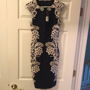 London Dress Company Amber Dress in Navy/Cream